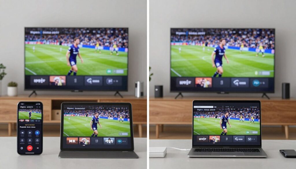 comparison of nigma iptv streaming quality showing 4k content on multiple devices