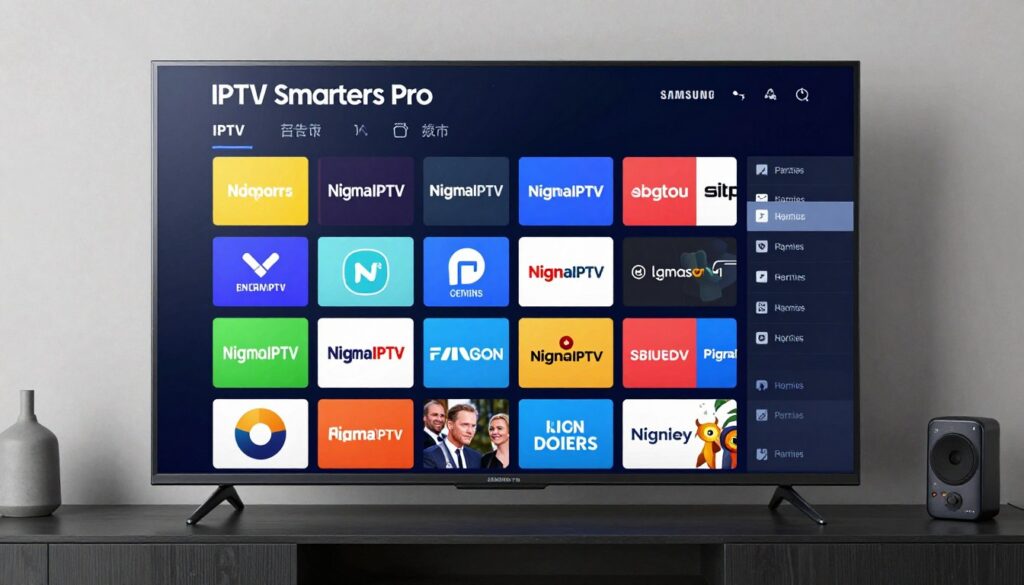 iptv smarters pro interface on smart tv displaying nigma tv channels