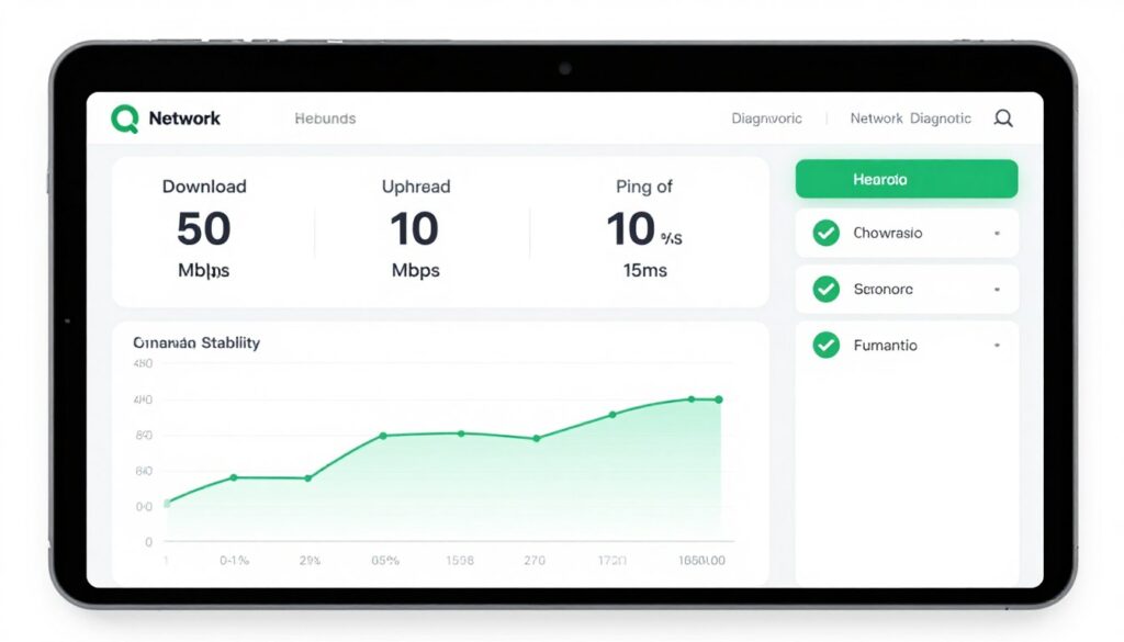 network diagnostic tool showing internet connection speed test results