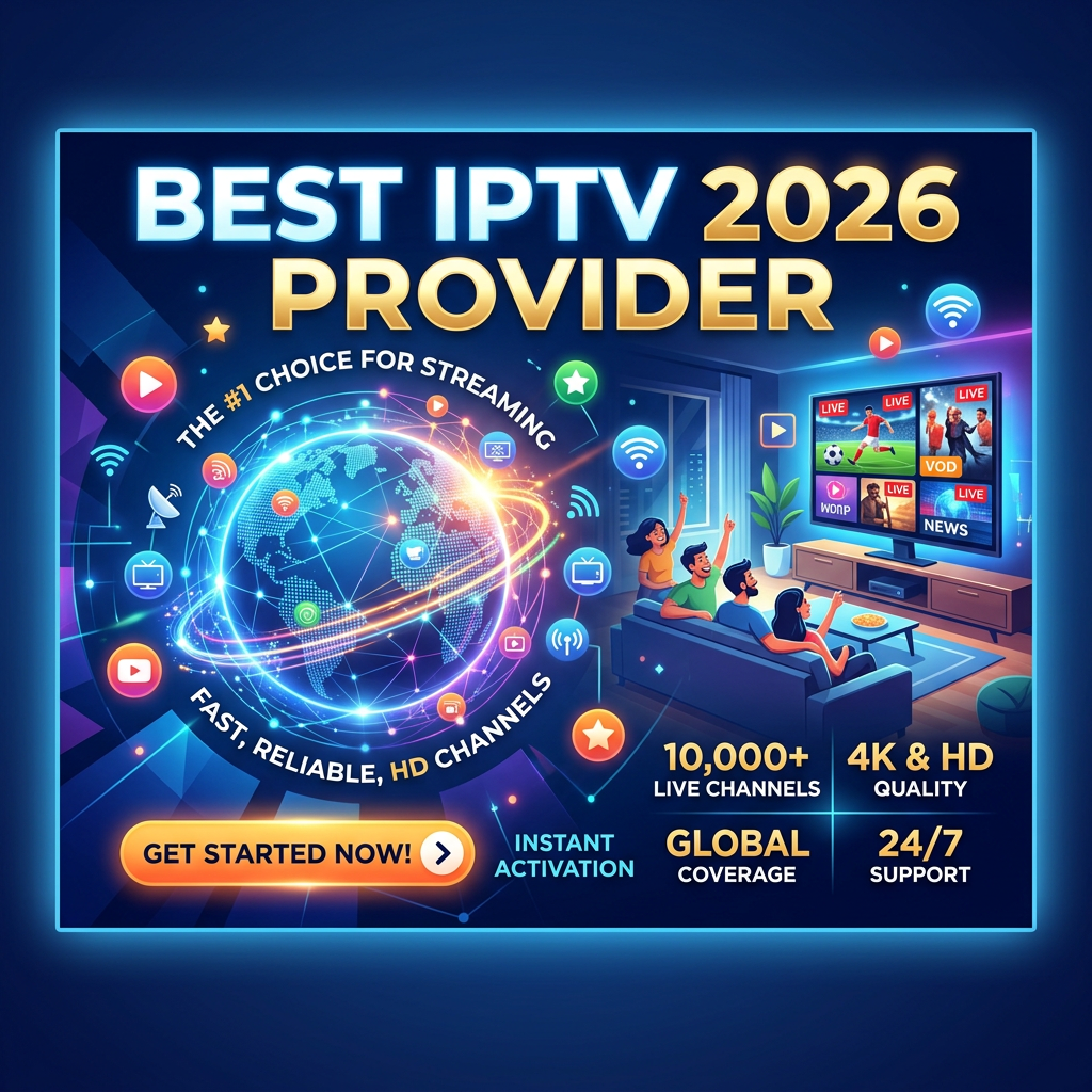 Best IPTV 2026 provider with 10,000+ live channels, 4K quality, global coverage, and 24/7 support