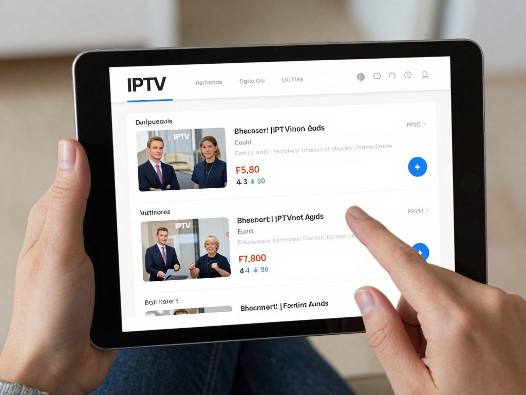 viewer comparing best IPTV service features on a tablet